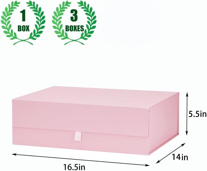 PLINJOY Extra Large Pink Gift Box 16.5x14x5.5 Inches,Gift Boxs for Presents with Lid Magnetic Closure Collapsible,Bridesmaid Proposal Box,Birthday, Christmas,for Clothes and Large Gifts - Image 4